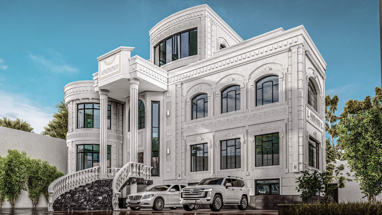 Architectural design visualization of villa